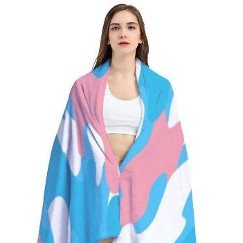 Blue Pink White All-Over Pride Camouflage Arctic Fleece Double Blanket