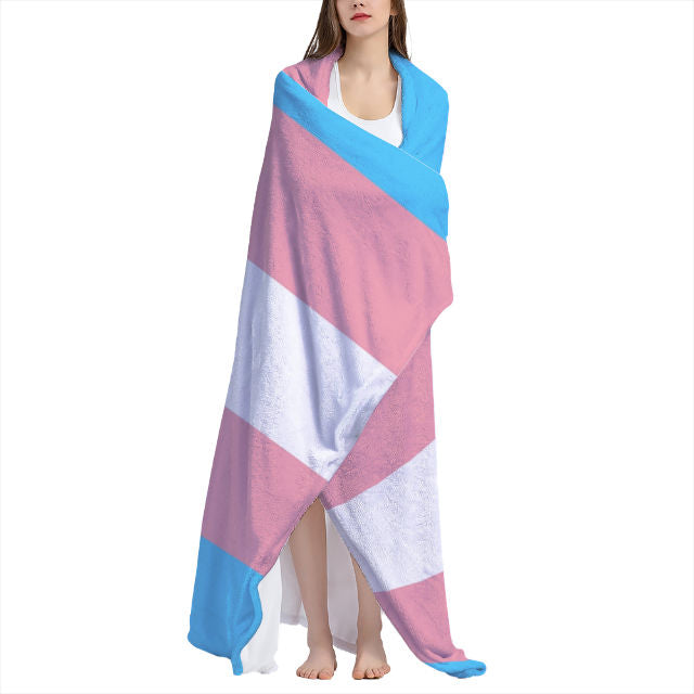 Blue Pink White All-Over Pride Arctic Fleece Double Blanket