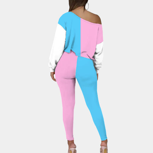 Blue Pink White Pride Long-Sleeve Jogging Twin-Set