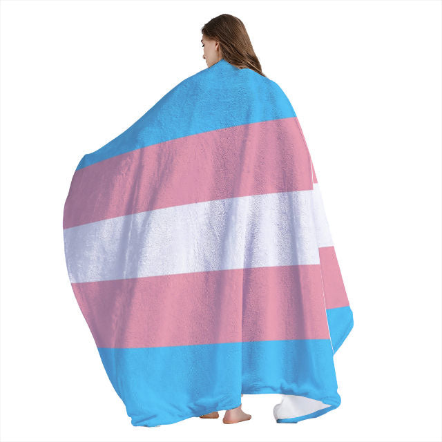 Blue Pink White All-Over Pride Arctic Fleece Double Blanket