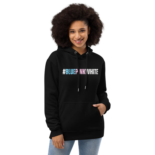 Black 'BLUEPINKWHITE' Hashtag Premium Soft Organic Cotton Hoodie