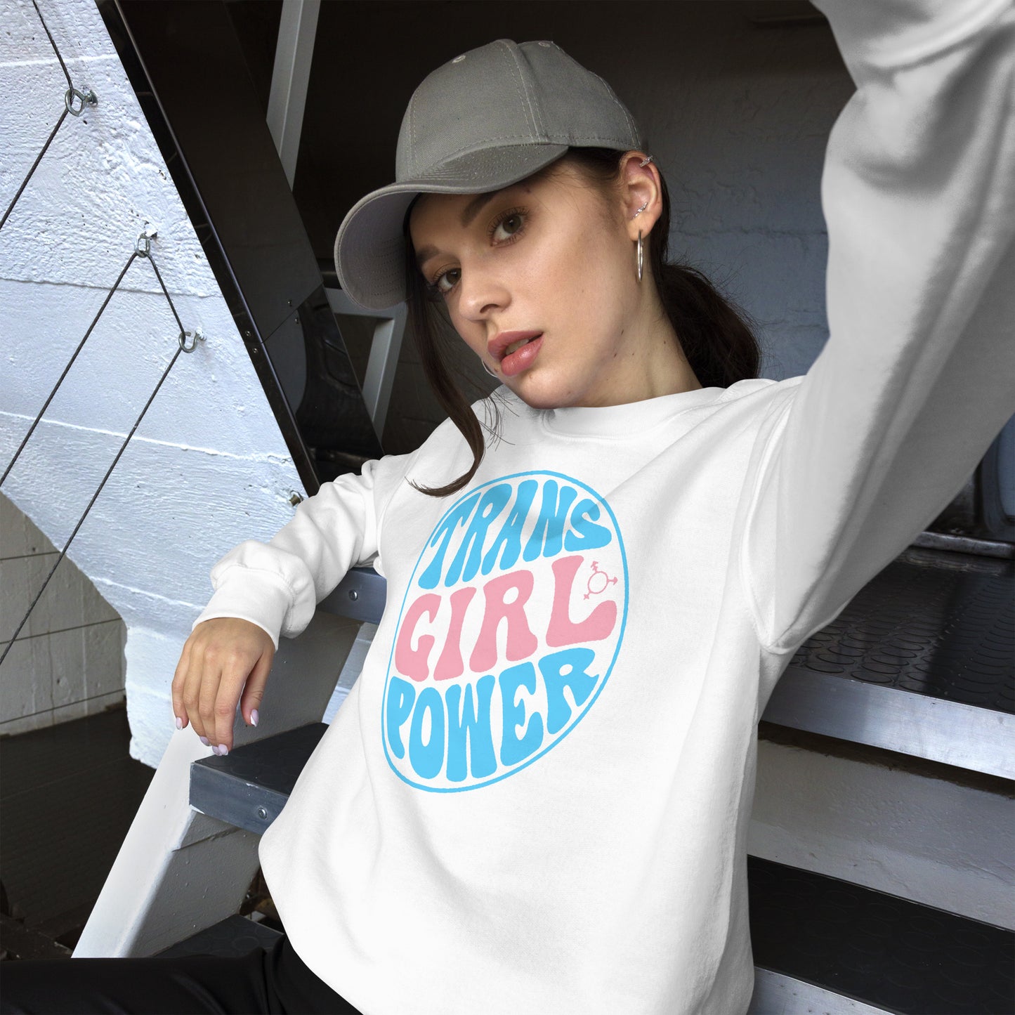 BluePinkWhite 'TRANS GIRL POWER' Super Soft Organic Cotton Sweatshirt