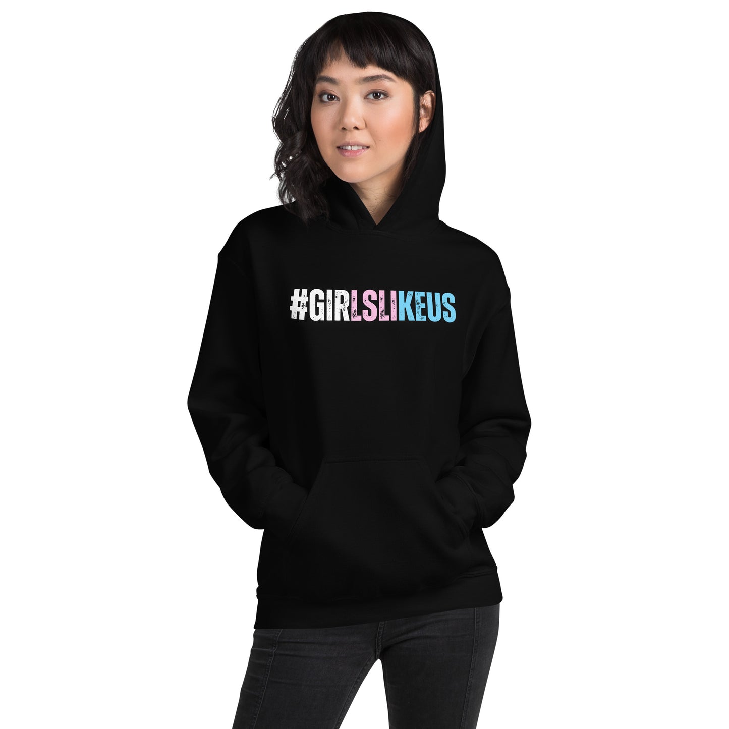 Plus Size BluePinkWhite '#GIRLSLIKEUS' Super Soft 100% Organic Cotton Hoodie