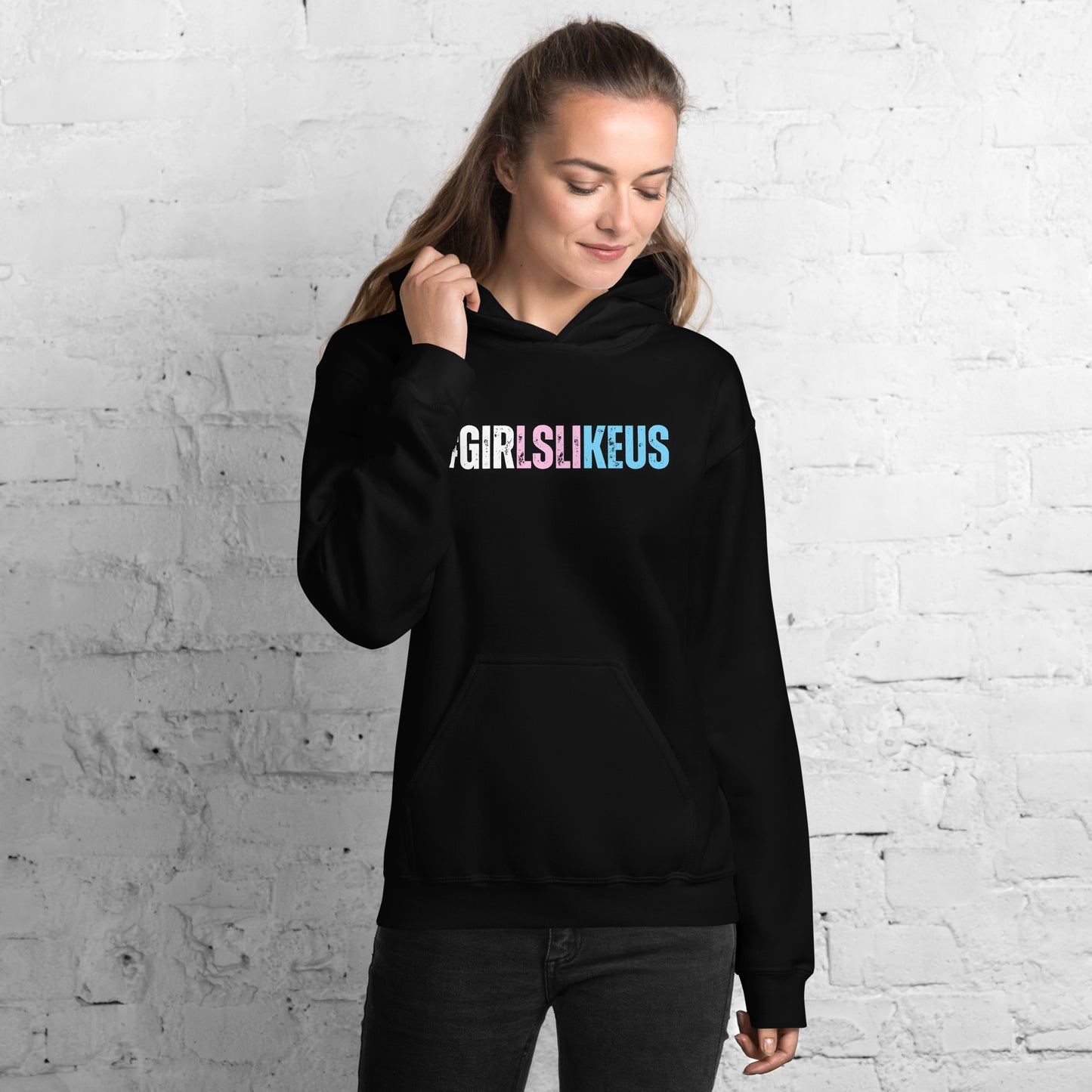 Plus Size BluePinkWhite '#GIRLSLIKEUS' Super Soft 100% Organic Cotton Hoodie