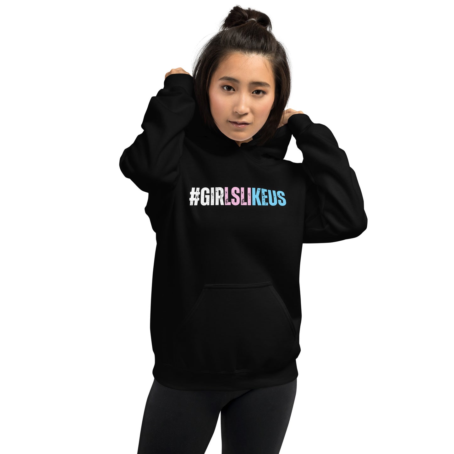 Plus Size BluePinkWhite '#GIRLSLIKEUS' Super Soft 100% Organic Cotton Hoodie