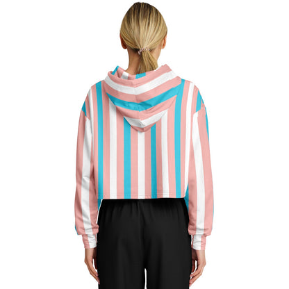 Blue Pink White Pride Candy Striped Cropped Hoodie