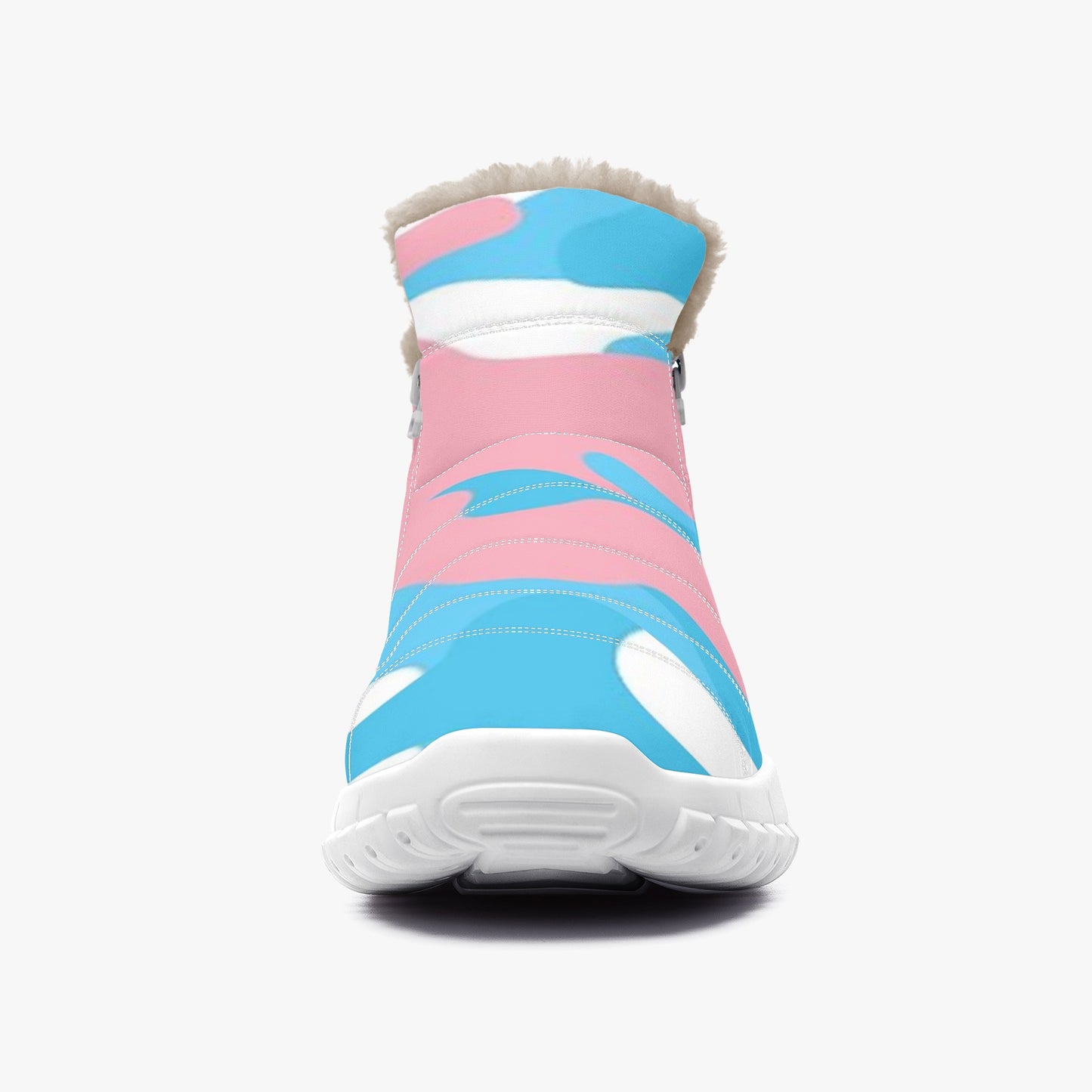 Blue Pink White Pride Camouflage Fur-Lined Zip-Up Boots