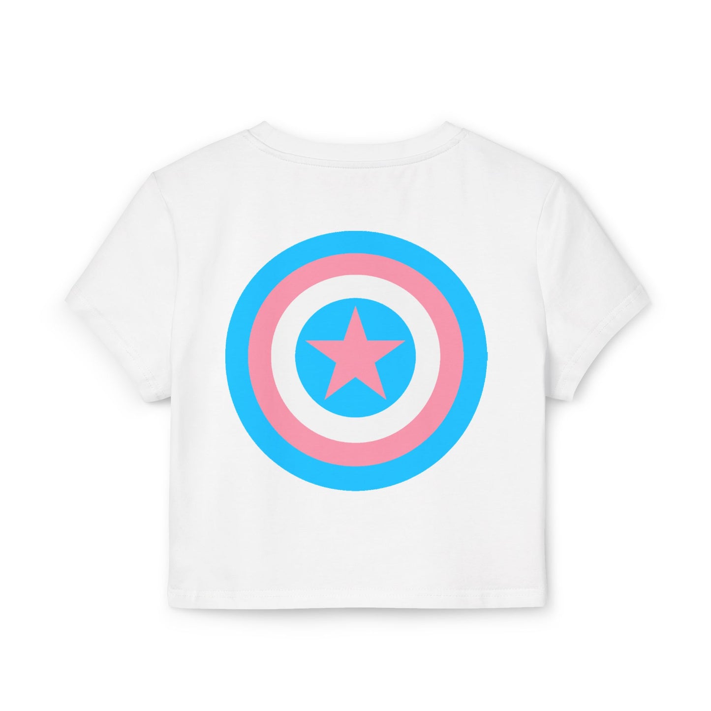 Teen Blue Pink White Pride Shield Baby Tee