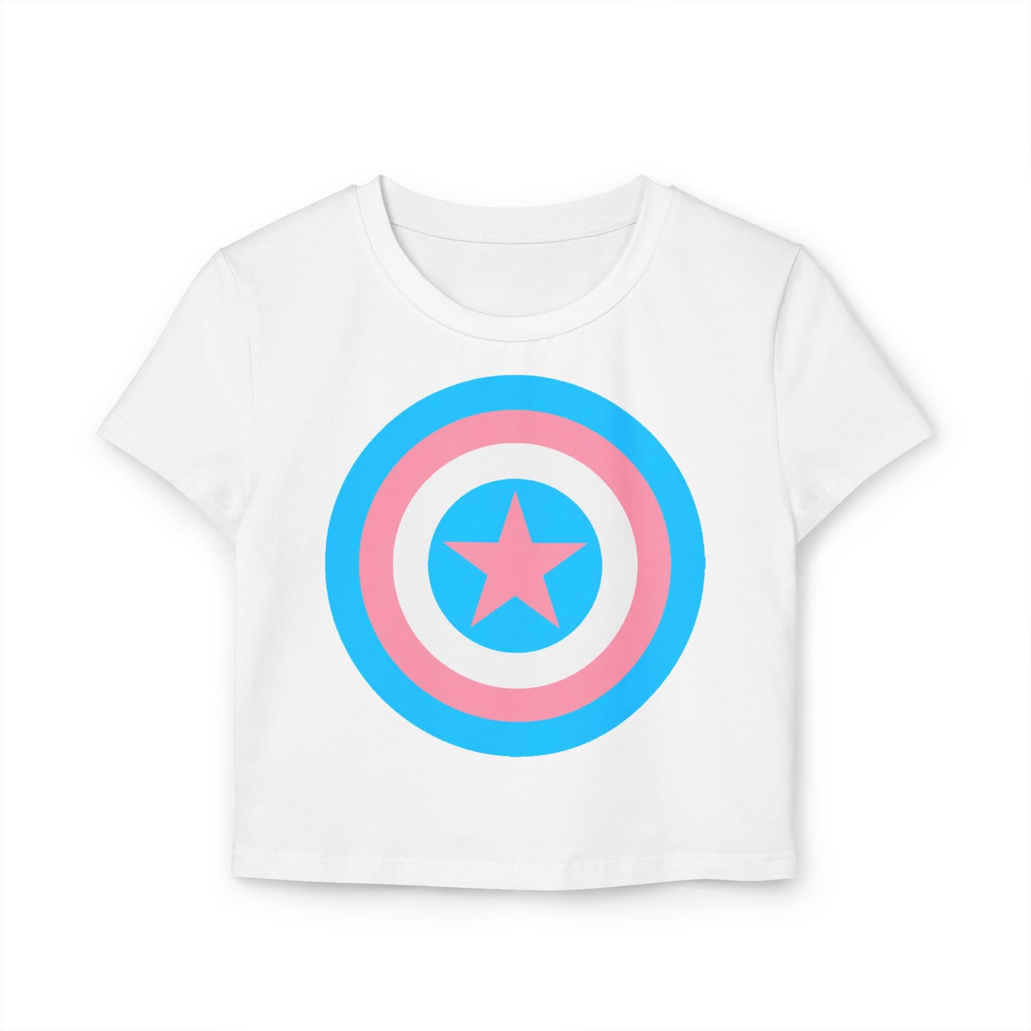 Teen Blue Pink White Pride Shield Baby Tee