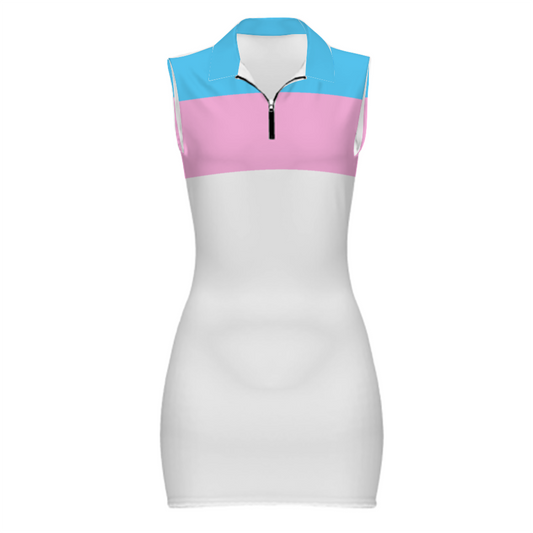 XS-2XL Teen Blue Pink White Pride Sleeveless Polo Dress