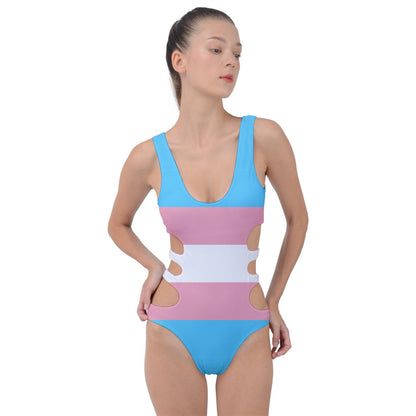 Plus Size Trans Pride Coloured Side Cut-Out Swimsuit