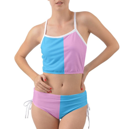 Teen - Plus Size Blue Pink White Pride Mini Tank Bikini-Set