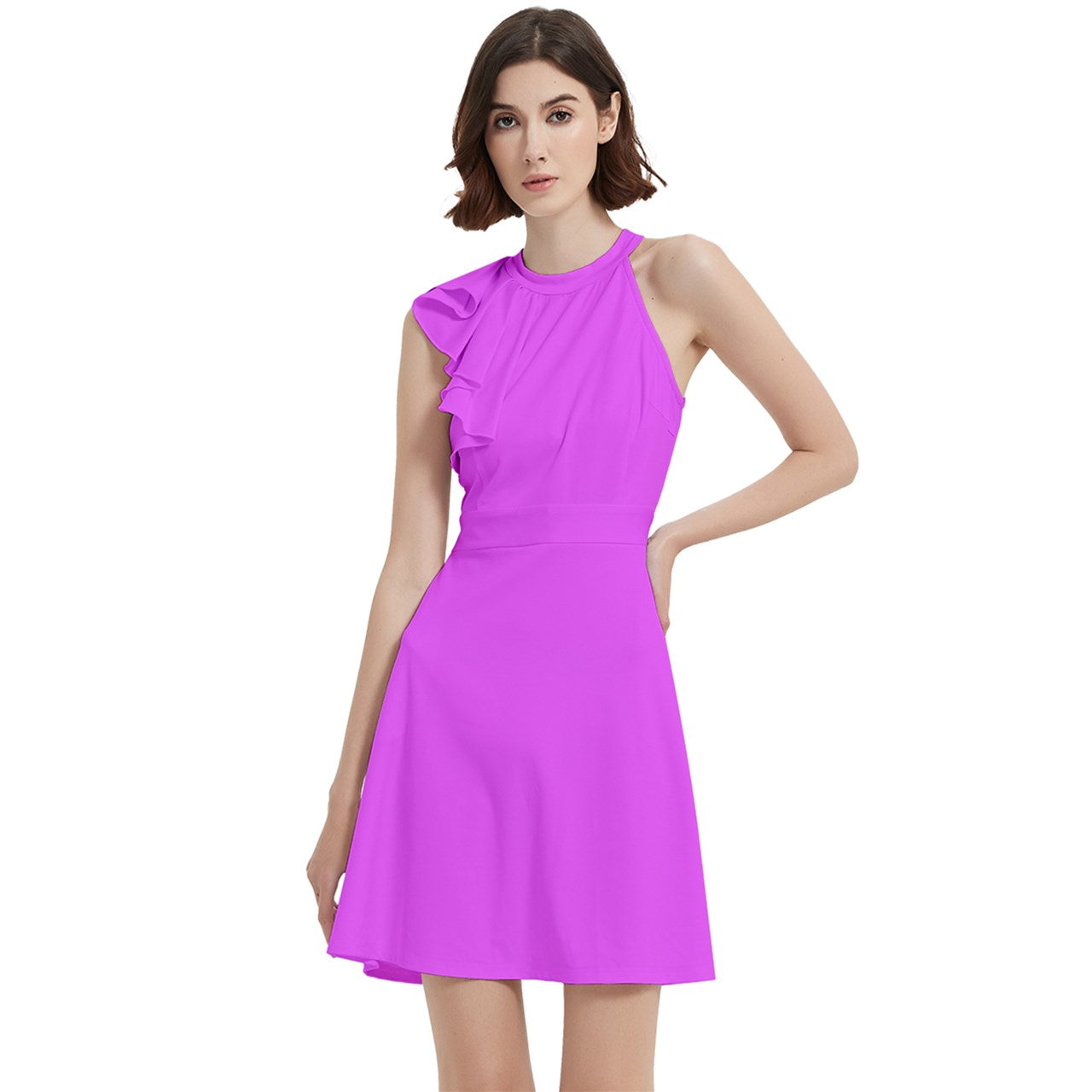 toffolo Teen Hot Pink Halter-Neck Cocktail Party Dress