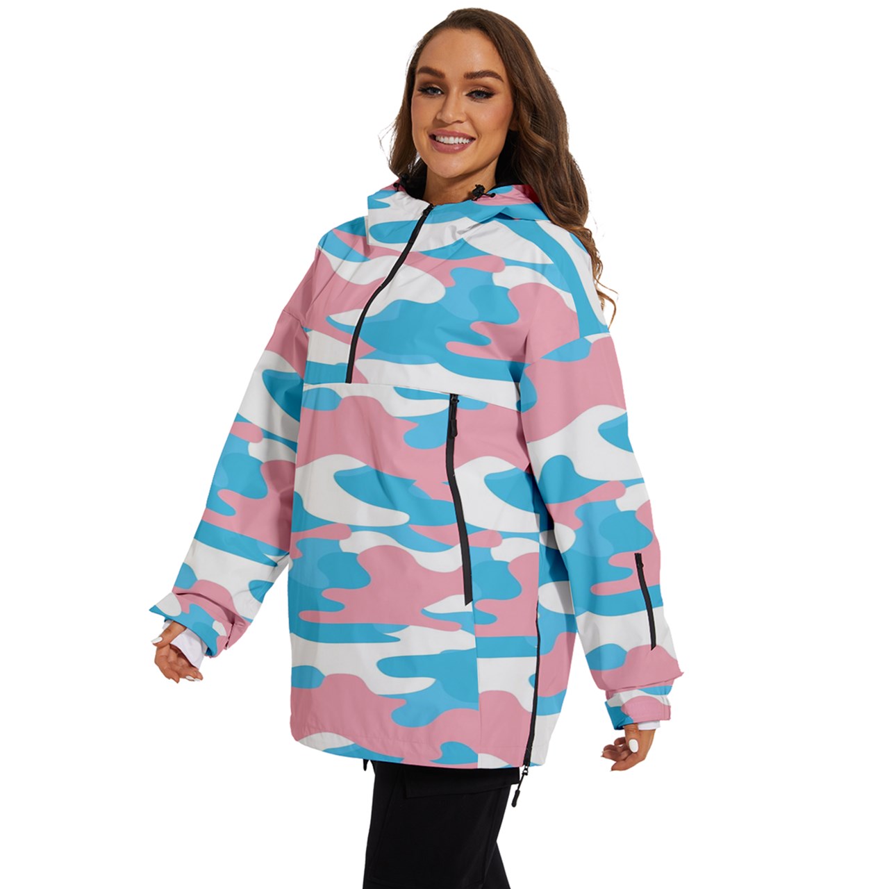 XS-5XL Teen Blue Pink White Pride Camo Winter Sports Waterproof Coat