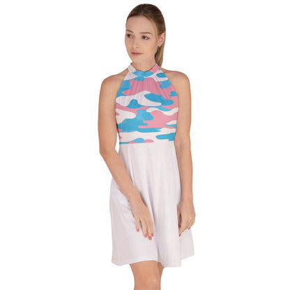 XS - 5XL Blue Pink White Pride Camouflage Halter Neck Dress