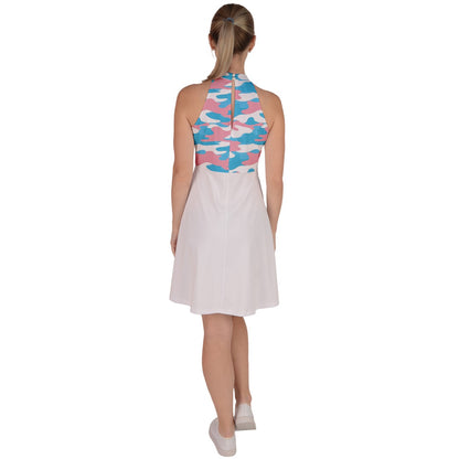 XS - 5XL Blue Pink White Pride Camouflage Halter Neck Dress