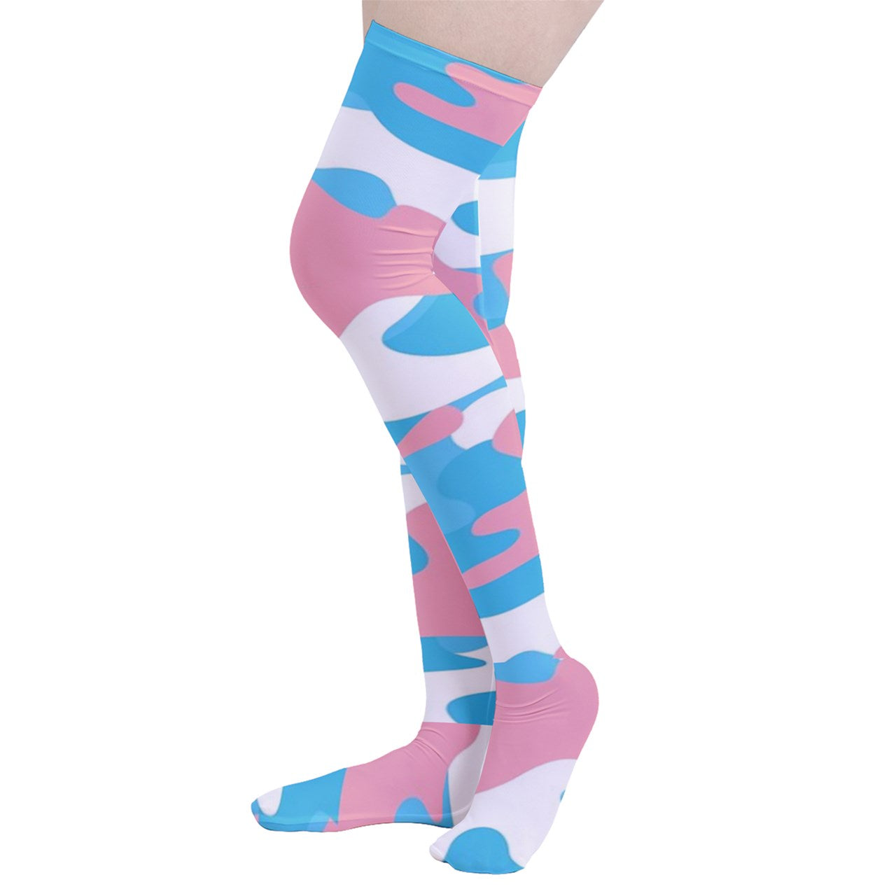 Teen Blue Pink White Pride Camo Thigh-High Stockings