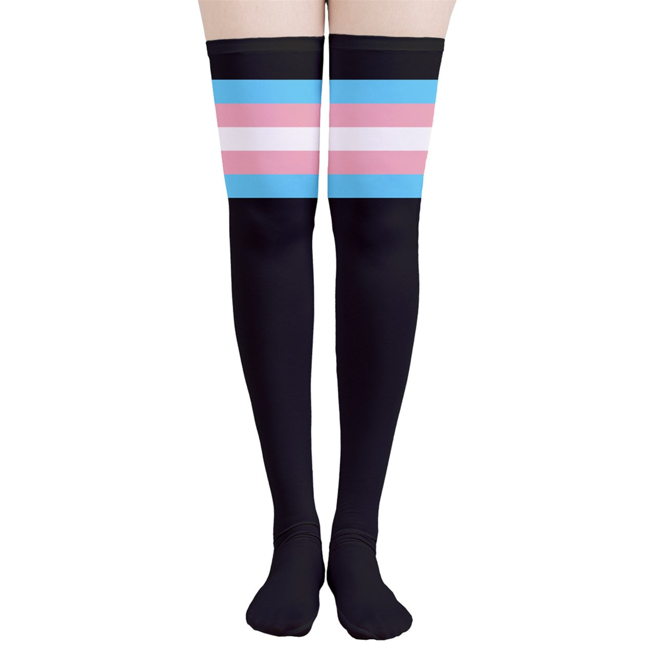 Teen Blue Pink White Pride Black Thigh-High Stockings