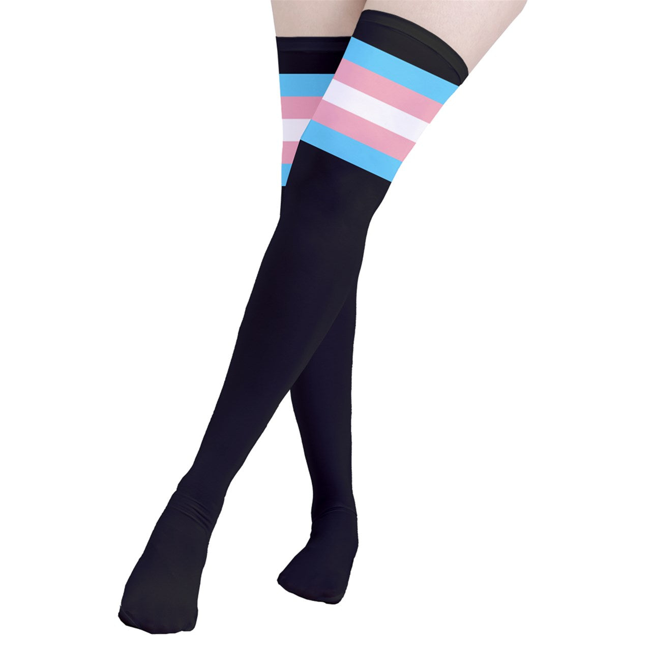 Teen Blue Pink White Pride Black Thigh-High Stockings