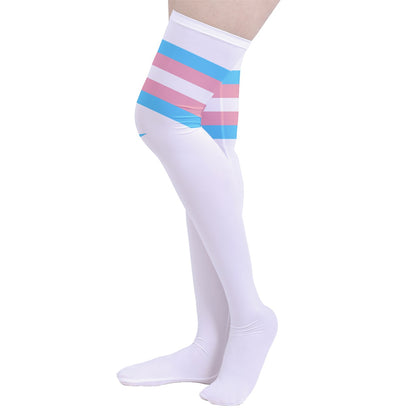 Teen Blue Pink White Pride White Thigh-High Stockings