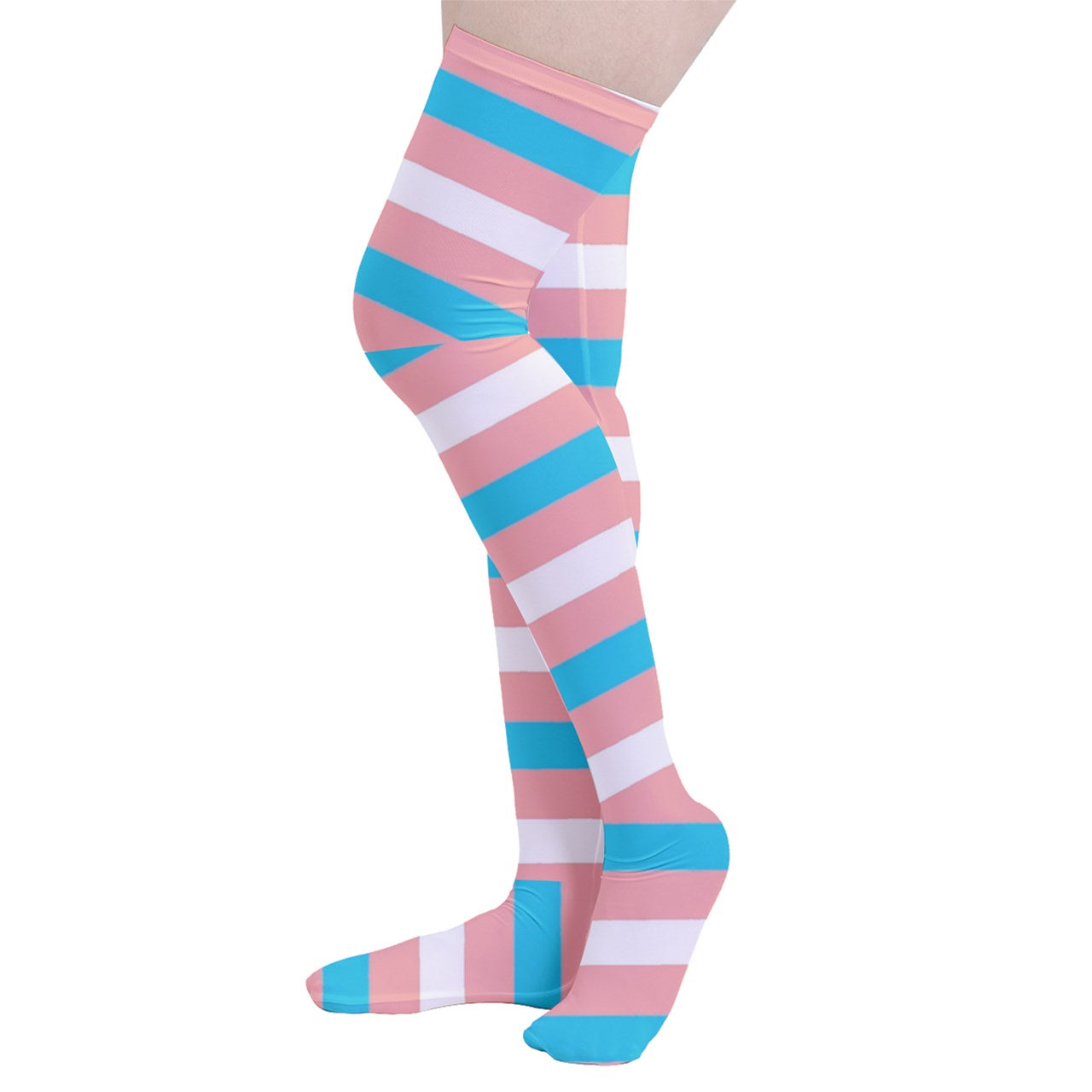 Teen Blue Pink White Pride White Thigh-High Stockings