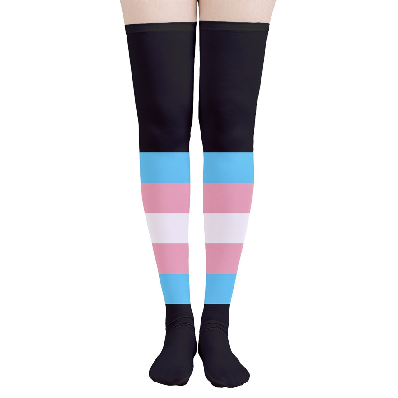 Teen Blue Pink White Pride Black Thigh-High Stockings