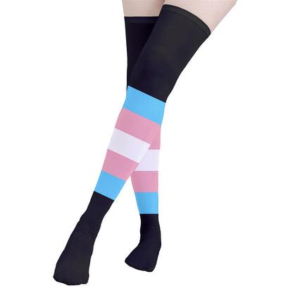 Teen Blue Pink White Pride Black Thigh-High Stockings