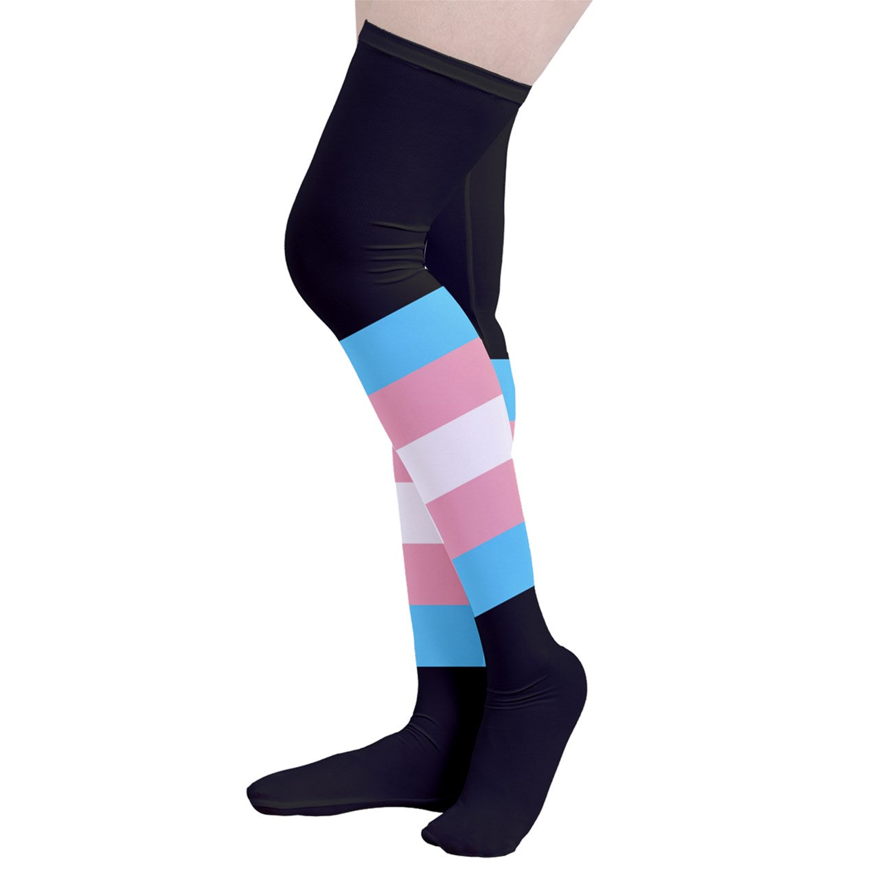 Teen Blue Pink White Pride Black Thigh-High Stockings