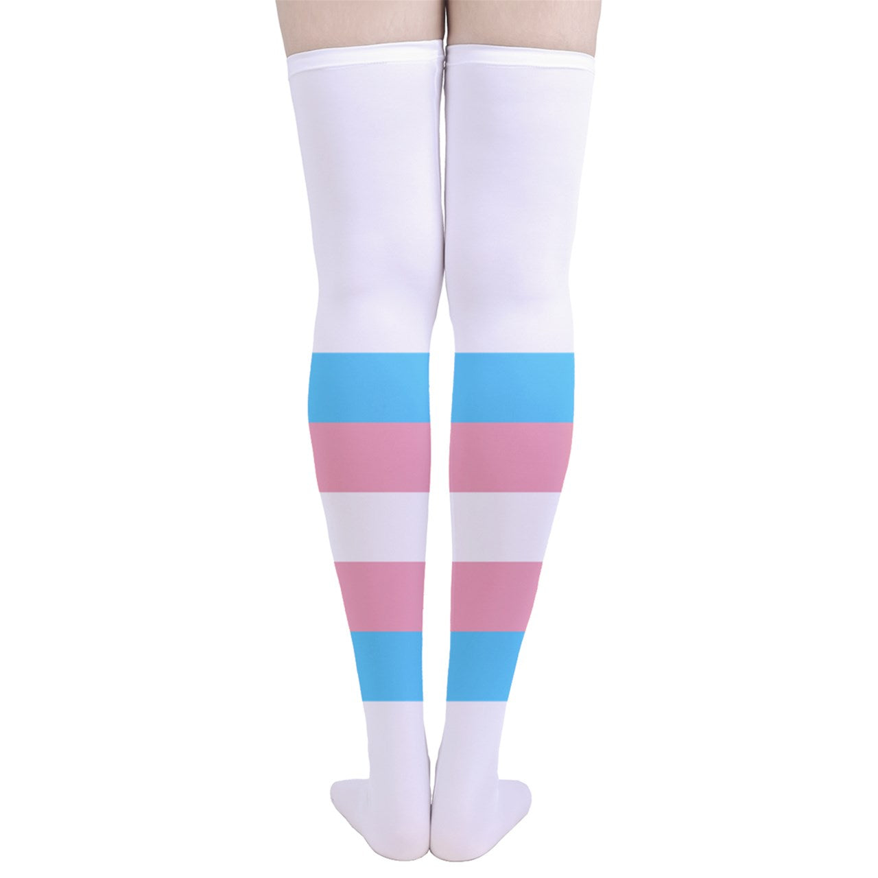 Teen Blue Pink White Pride White Thigh-High Stockings