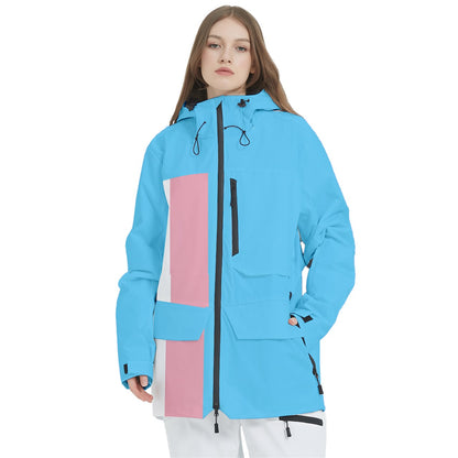 S-2XL Teen Blue Pink White Pride Colors Winter Sports Waterproof Coat