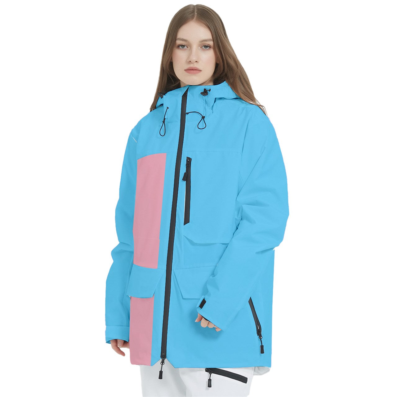 S-2XL Teen Blue Pink White Pride Colors Winter Sports Waterproof Coat