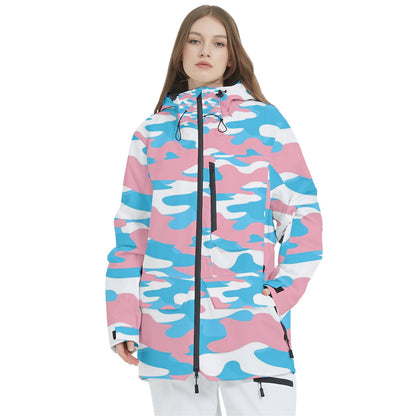 S-2XL Teen Blue Pink White Pride Camo Winter Sports Waterproof Coat