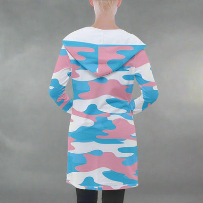 Camouflage Longline Hooded Cardigan