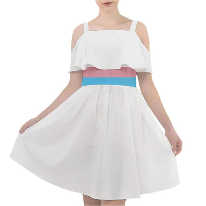 White Cut-Out Shoulders Dress