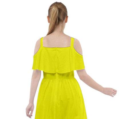 Lemon Popsicle Cut-Out Shoulders Summer Dress