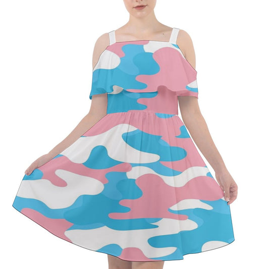 Pride Camouflage Cut Out Shoulders Dress