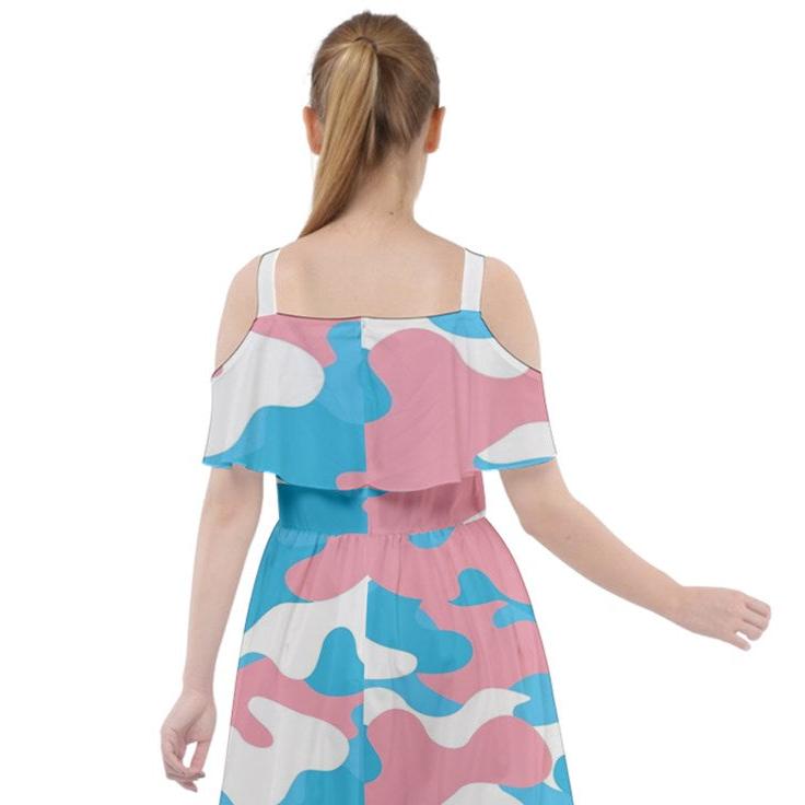 Pride Camouflage Cut Out Shoulders Dress