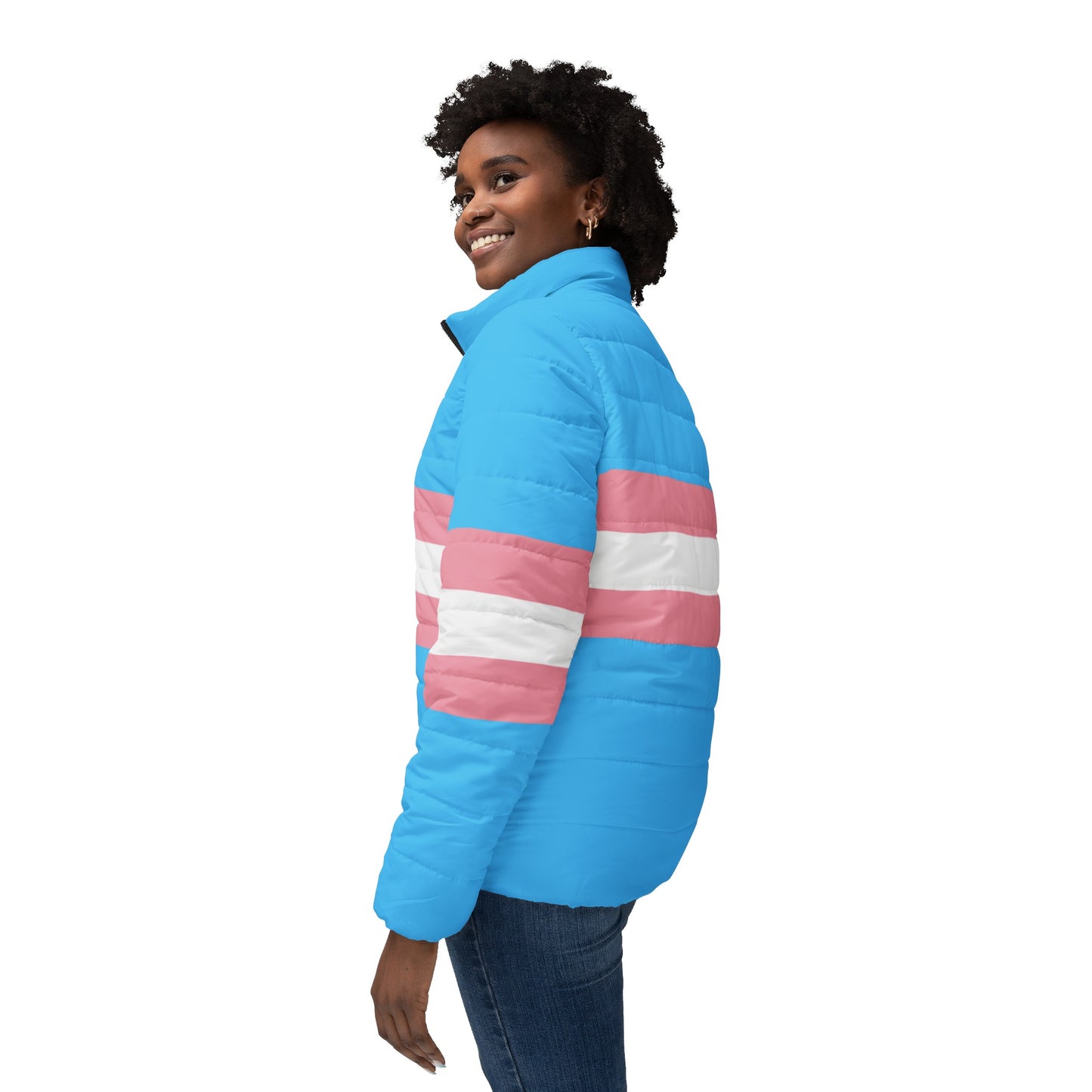 XS - 3XL Blue Pink White Pride Puffer Jacket