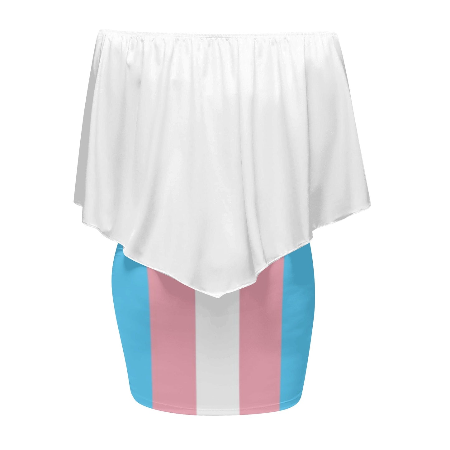 Trans Coloured Trans Pride Off-Shoulder White Figure Hugging Tube Dress