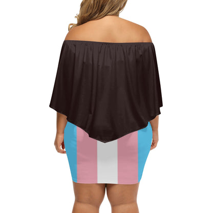 Trans Coloured Trans Pride Off-Shoulder Black Figure Hugging Tube Dress