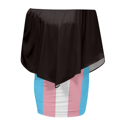 Trans Coloured Trans Pride Off-Shoulder Black Figure Hugging Tube Dress