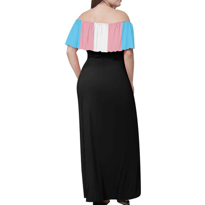 Teen - Plus Size Blue Pink White Pride Off-Shoulder Long Black Dress