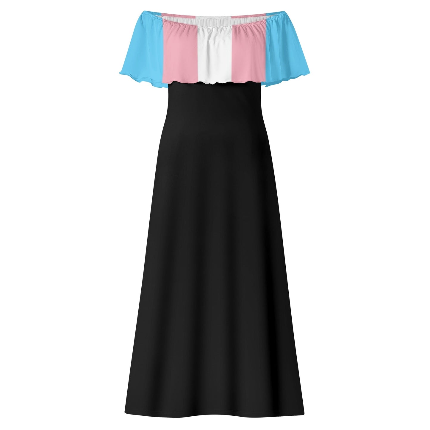 Teen - Plus Size Blue Pink White Pride Off-Shoulder Long Black Dress