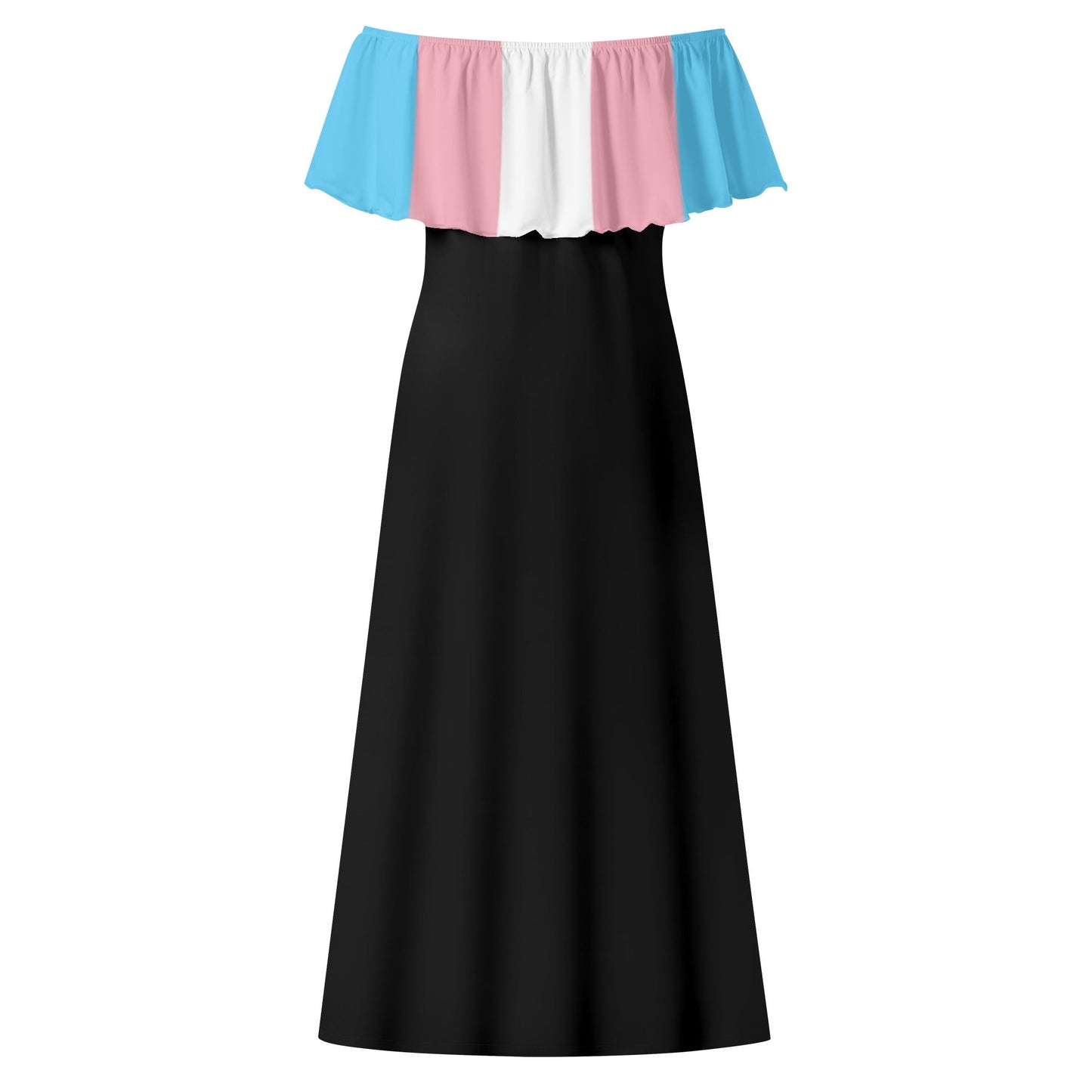 Teen - Plus Size Blue Pink White Pride Off-Shoulder Long Black Dress