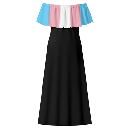 Teen - Plus Size Blue Pink White Pride Off-Shoulder Long Black Dress