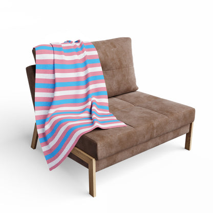 Super Large Blue Pink White Pride Candy Striped Arctic Fleece Blanket (60"-80")