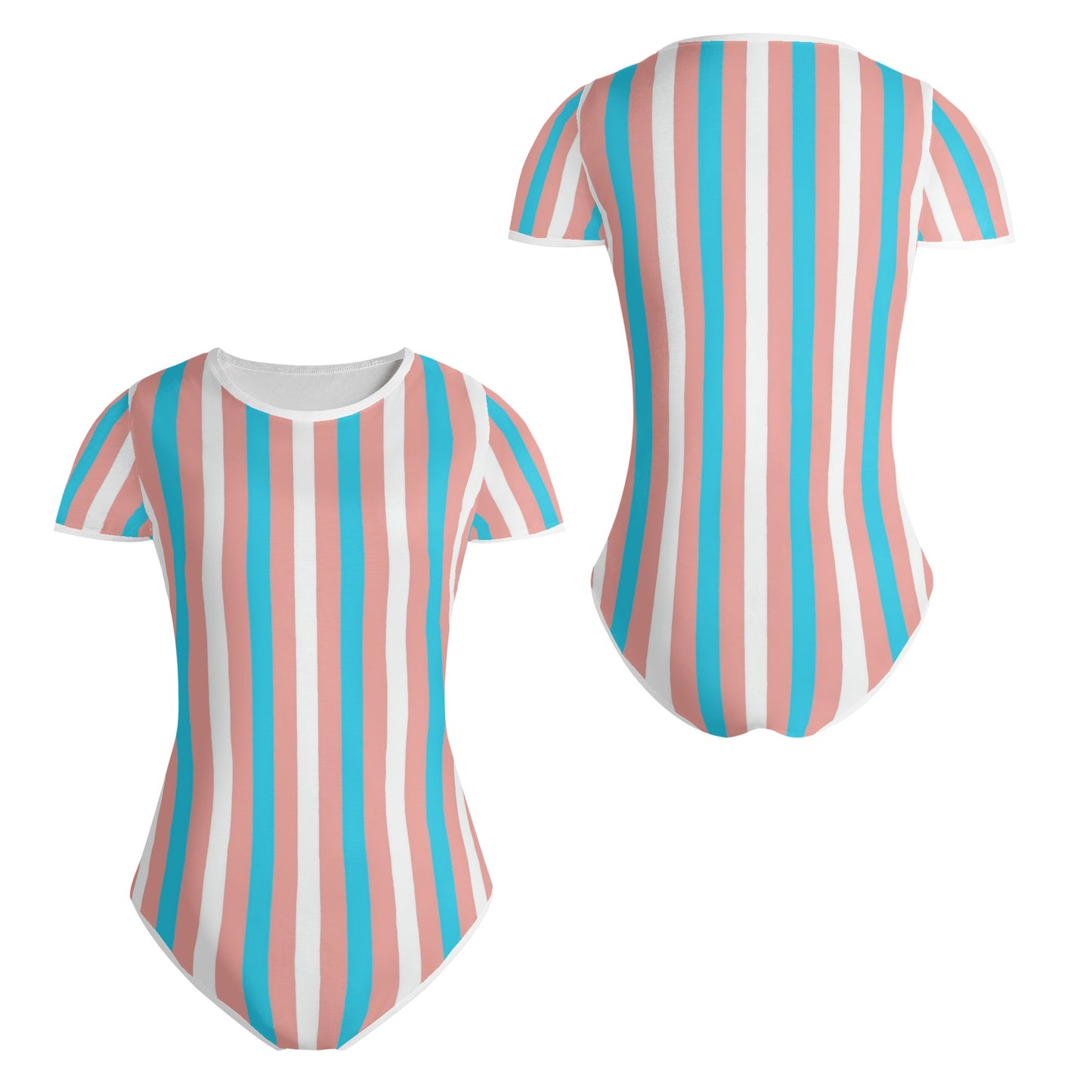 Teen Blue Pink White Pride Candy Striped Soft T-Shirt Bodysuit