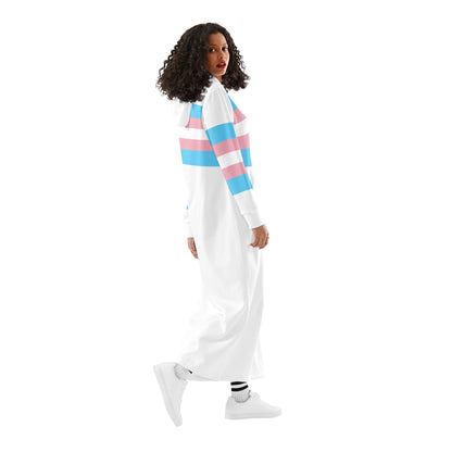 Teen - Plus Size Blue Pink White Full-Length Hooded Dress