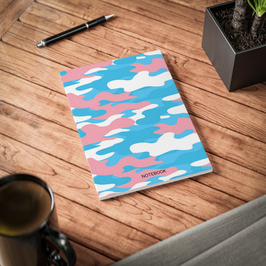 A5 Blue Pink White Pride Camouflage Softcover Notebook