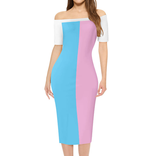 Womens Off The Shoulder Short Sleeve Elegant Wrap Dress